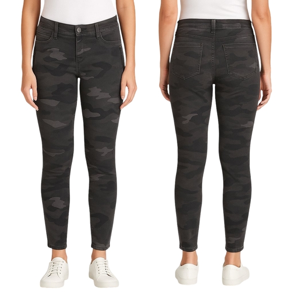 Democracy Pants - DEMOCRACY Absolution Womens Size 6 Gray Camo Skinny Pants Zipper Pockets Edgy